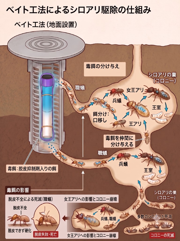 シロアリ駆除のベイト工法とは？仕組み・特徴・向いているケースを解説