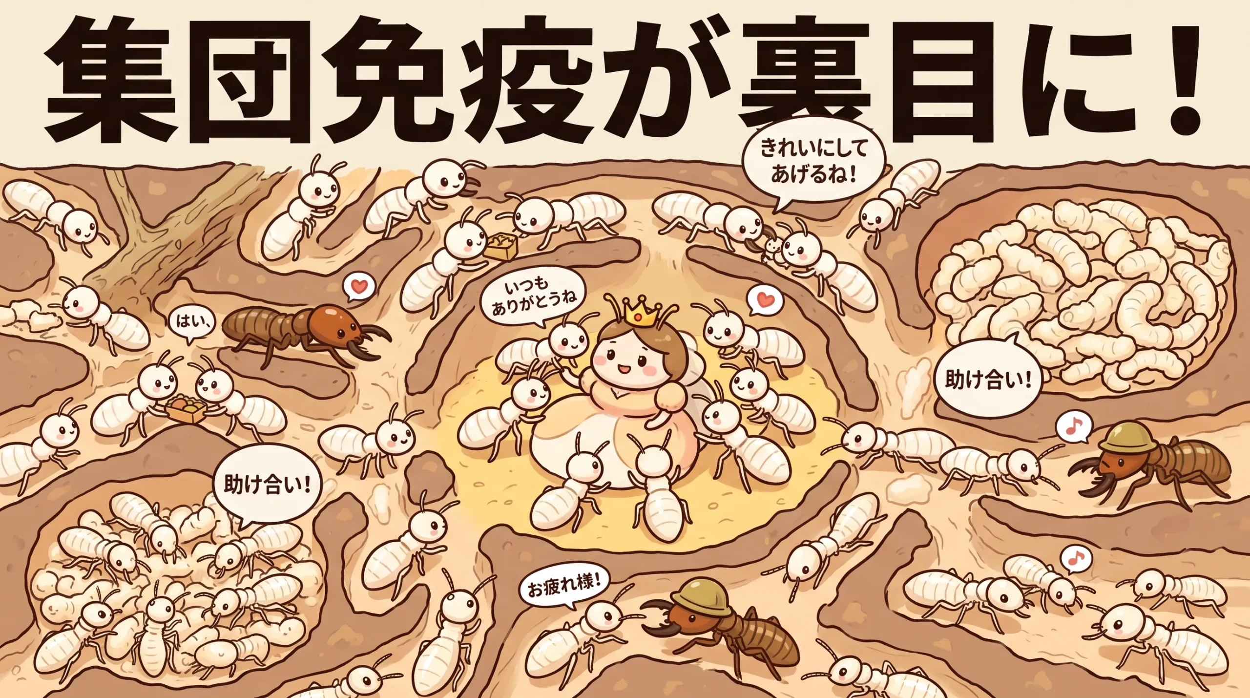 シロアリの「助け合い」が裏目に？エコベイトシステム(ベイト剤)が巣ごと退治できる理由