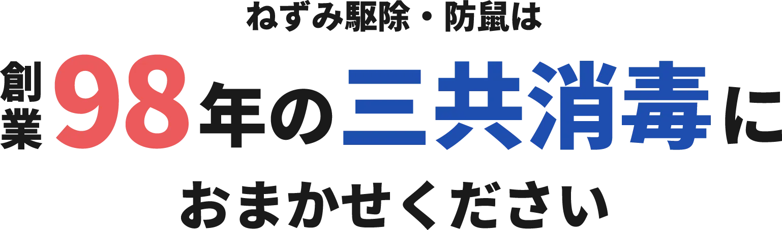 ねずみ駆除・防鼠は創業98年の三共消毒におまかせください